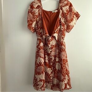 Madewell Sunflower Season Tie Front Silk Mini dress - Orange Size 00
